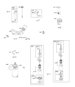 Lubrication, Oil Fill, Electric Starter Diagram and Parts List for 305777-0132-B5 200000 - 399999 Briggs and Stratton Engine